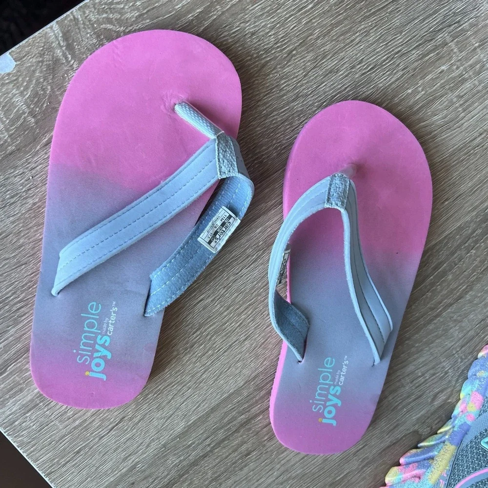 Carter's Pink And Blue Flip Flop Kids‎ Size 11 Vacation Lightweight Beach